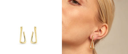 Pendientes de aleación de metales bañado en oro con forma de eslabón