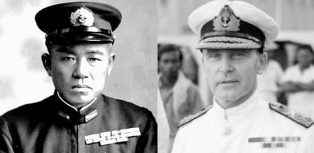 El contraalmirante japonés Sadaichi Matsunaga y el almirante británico Tom Phillips