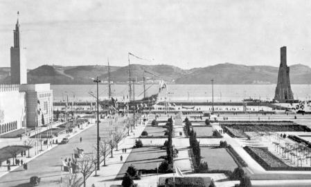 Vista parcial del complejo de la Exposición del Mundo Portugués en Lisboa en 1940
