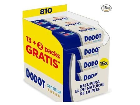 15 paquetes de 54 toallitas Sensitive