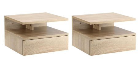 HOMCOM - Juego de 2 mesitas de noche flotantes