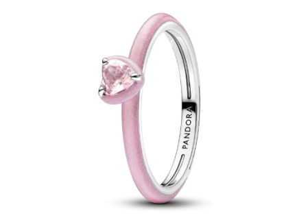 Anillo de plata con forma de corazón y chakra rosa