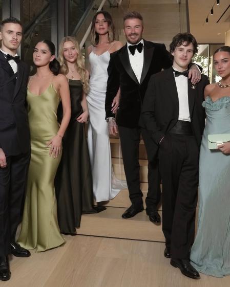 La familia Beckham en la celebración del aniversario del exfutbolista inglés