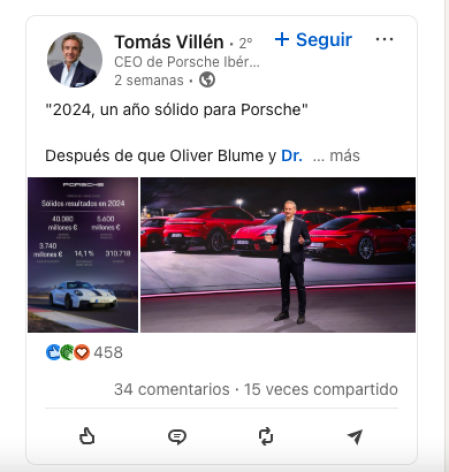 Tomás Villén, CEO de Porsche Ibérica, se muestra optimista sobre el futuro de la compañía