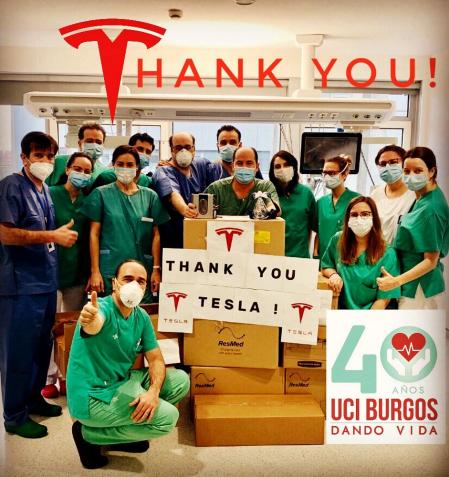 Durante la pandemia, el Club Tesla España donó 20 respiradores a la UCI de Burgos y otros 20 a IFEMA&nbsp;