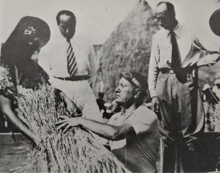 Mussolini, en una imagen propagandística de la 'Battaglia del Grano'