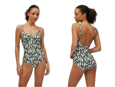 Bañador moldeador verde estampado con aro Ysabel Mora