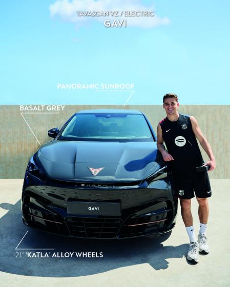 Gavi, el polivalente centrocampista blaugrana, se decantó por un Cupra Tavascan VZ&nbsp;