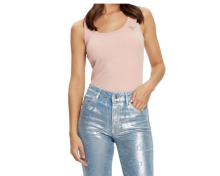 Guess - Camiseta de tirantes anchos rosa