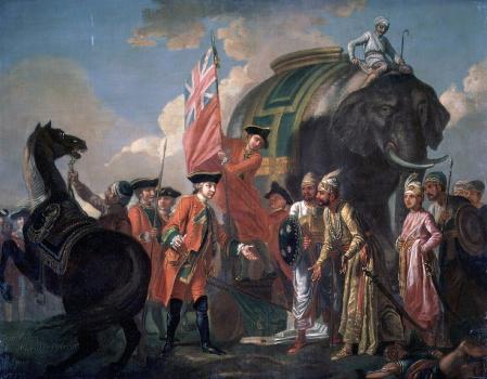 Clive se encuentra con Mir Jafar después de la batalla de Plassey