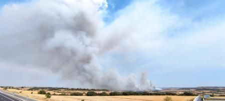 La columna de humo del incendio de Granyena de Segarra.