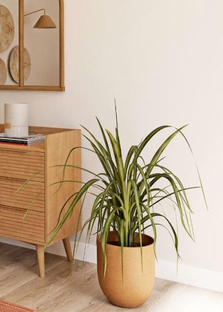 IZAN - Planta verde artificial con macetero marrón