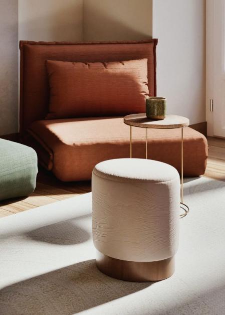 Puf redondo blanco roto MARYSE