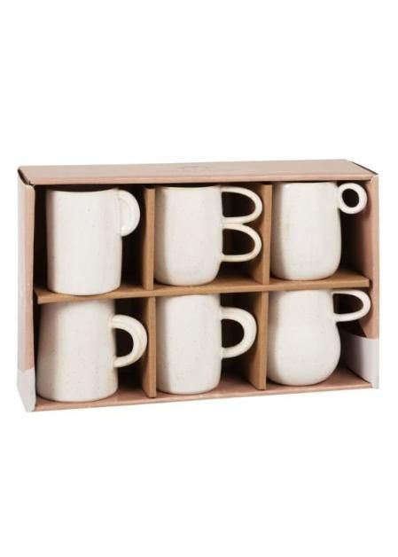 Juego de tazas de cerámica color blanca WADI