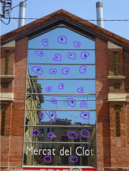 Solución al Reto visual de las 26 golondrinas, que aparecen señalizadas.