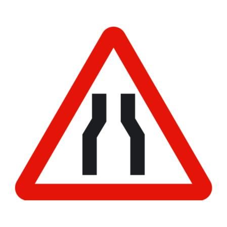 La señal de estrechamiento de calzada o P-17.