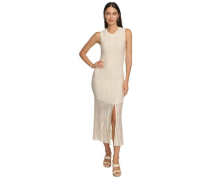 DKNY - Vestido maxi de punto acanalado