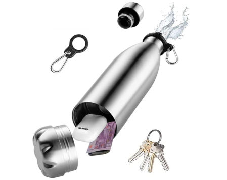 Botella de agua con compartimento oculto