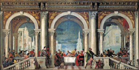 ‘Cena en casa de Leví’, de Veronese, de la que se expone un grabado de Jan Saenredam en la exposición del Prado