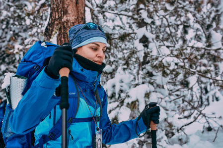 Sara García Alonso, realizando entrenamiento en condiciones de frío extremo