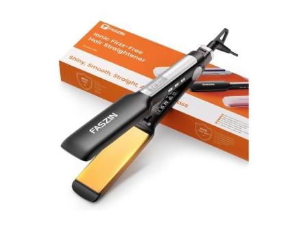 Faszin Plancha de Pelo con Placa de 42 mm de Ancho, Plancha de Titanio con Iones Negativos, Pantalla LED