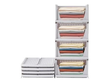 RMAN 4 pcs Organizador Armario Cajas Almacenaje Ropa Plegable y Apilable Cajones Organizadores Extraíbles de Plastico