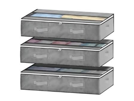 GoMaihe 3 Piezas, Almacenaje Bajo Cama, Plegable Bolsas para Guardar Ropa Con Mango Reforzado, Caja Organizador Armario para Edredón, Manta Zapatero