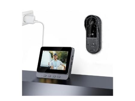 Winnes Timbre de Video inalámbrico para Exteriores, intercomunicador Visual bidireccional con Efecto Ojo de Gato, con Pantalla táctil de 4,3 Pulgadas/visión...