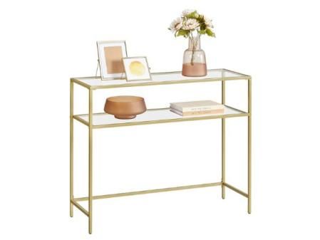 VASAGLE Mesa de Consola, Mesa de Entrada, Extremo del SofÁ, Tablero de Vidrio Templado, Marco de Metal, Patas Ajustables, para SalÓn, Entrada, Pasillo