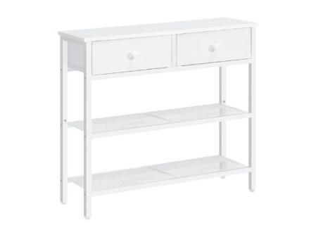 HOOBRO Mesa de Entrada de 75 cm de Largo, Mesa de Sofá de Estilo Industrial con Dos Cajones de Tejido no Textil