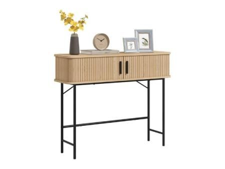 HOMCOM Mesa Consola Vintage Mueble para Recibidor con 2 Puertas Correderas de Tambor y Compartimientos