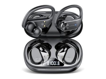 Lekaby Auriculares Bluetooth deportivos, 2025, auriculares inalámbricos Bluetooth 5.3 con micrófono de cancelación de ruido ENC, IP8 impermeables, 68 horas de tiempo de reproducción, auriculares con