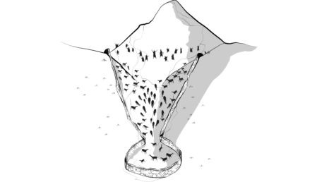 Reproducción que muestra el sistema utilizado para cazar las vicuñas utilizando chakus&nbsp;