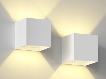 2 Piezas Aplique Exterior Pared 7W Lámpara de Pared Led, Con Haz de Luz Ajustable, Lámpara de Pared IP65 Negra, Con Bombilla LED G9 Reemplazable, Carcasa Blanca