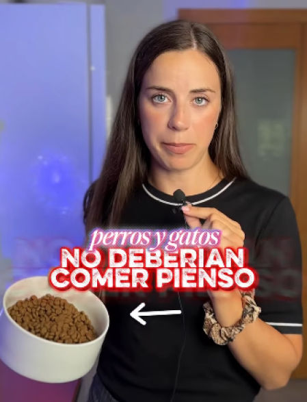La veterinaria Raquel Pavo deja claro que perros y gatos no deberían comer pienso pero, como sabe que muchos dueños van a dárselo igualmente, apunta que, al menos, hay que conocer los ingredientes