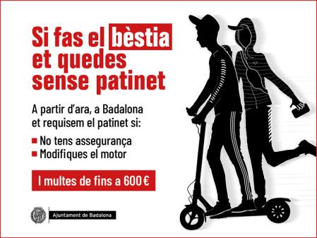 Imagen de la campaña de regulación de patinetes en Badalona .