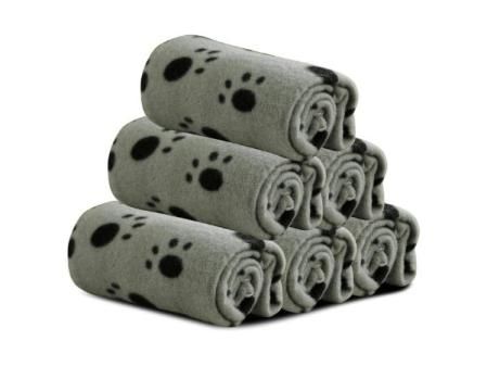 PETCUTE Manta para Perros,6 Piezas de Paquete Manta Suave y Cálida para Mascotas con Estampado de Patas,Mantas Lavable para Perros Pequeño y Medianos(60 * 70cm)