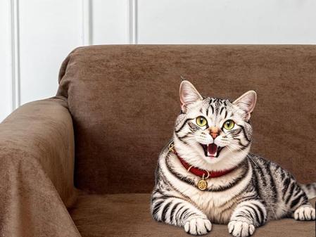 Gato contento en el sofá