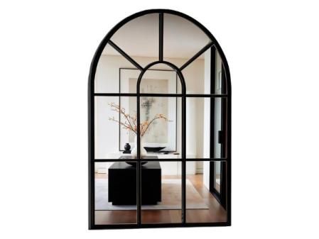 Marctani Espejo Ventana de Metal - Espejo Pared Grande Decoracion para Recibidor, Salon, Comedor, Dormitorio - Espejos Decorativos Industrial de Diseño (Negro 70x50cm)