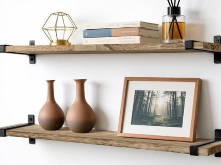 Gronda Juego de 3 estantes flotantes de madera natural, estante rústico de madera maciza de 24 pulgadas, estantes de decoración de granja para baño, sala de estar, dormitorio, cocina