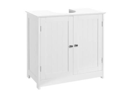 LOLAhome Mueble Bajo Lavabo de Madera Blanca de 60x60x30 cm con 2 Puertas y 2 baldas para Lavabos con Pedestal de Pie