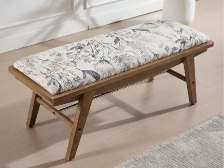 chairus Banco Largo de Madera Bancos de Entrada Estilo Retro, Banqueta para Zapatos Acolchada Banco para Pies de Cama Estilo Rústico para Salón/Dormitorio, Estampado Floral