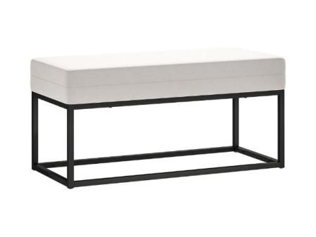 HOMCOM Banco de Entrada Moderno y Minimalista con Pies Ajustables, Banco Tapizado para Dormitorio en Tela Efecto Terciopelo y Acero, 94x42x44 cm, Crema