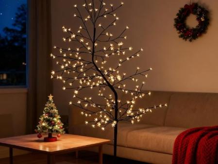 CCLIFE Arbol de Navidad Led con Luces,Lámpara Cerezo,Blanco cálida, IP44, 180 cm, 200 LED,CushHom