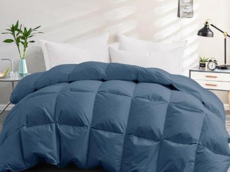 Deodar Edredón nórdico Toda Temporada Que Contiene 1135 GR Pluma | Esponjoso 100% algodón Funda nórdica 200 * 200 Azul Marino
