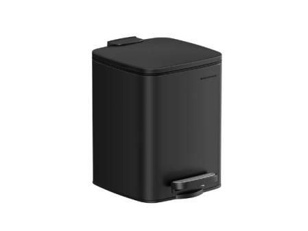 SONGMICS Cubo de Basura de Baño, 6 L Cubo Basura Compacta, con Pedal, para Espacios Pequeños, con Tapa de Cierre Suave, Acero, Negro LTB590B0602