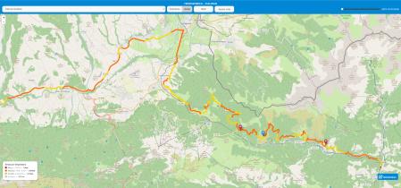 Visor TROPOSFERICA-VIALIDAD con los avisos y alertas en el lineal de la carretera