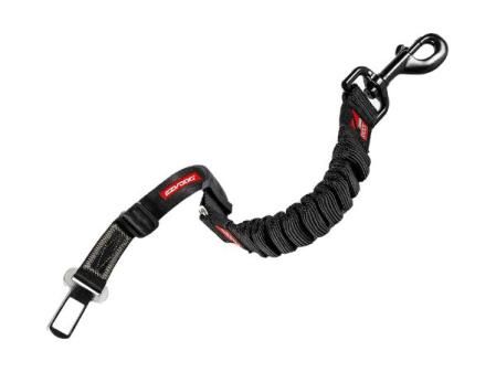 EzyDog cinturón Perro Coche – Click Zero Shock Ajustable con amortiguación, cinturón de Seguridad de Nylon Resistente para arnés de Perro en Coche (52–66 cm, Negro)