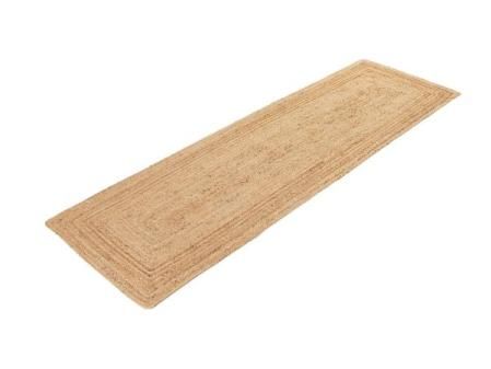 CarpetFine Alfombra de Yute Nele Corredor Color Natural Beige 60x180 cm Tejido a Mano con Yute | Alfombra Natural Moderna Uni Boho Tejido Plano para salón, Dormitorio, Pasillo y Cocina
