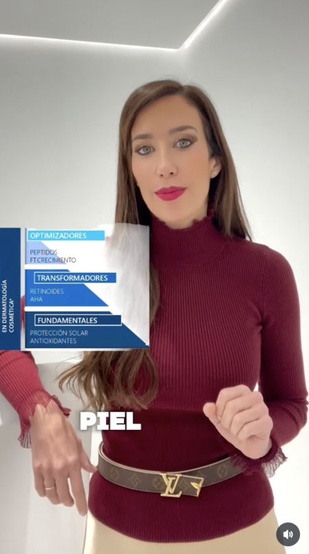 La doctora Natalia Jiménez explica la pirámide de la salud de la piel de la doctora Draelos a sus seguidores de Instagram
